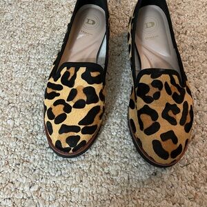 Leopard Print Loafers - Black and Tan